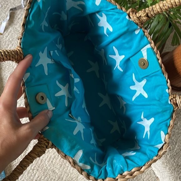 Natural Woven Bohemian Tote Bag Starfish Inside - Picture 5 of 9